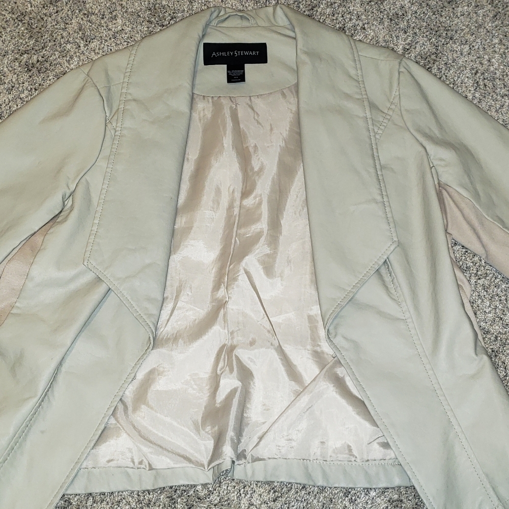 Woman off white jacket, Vegan